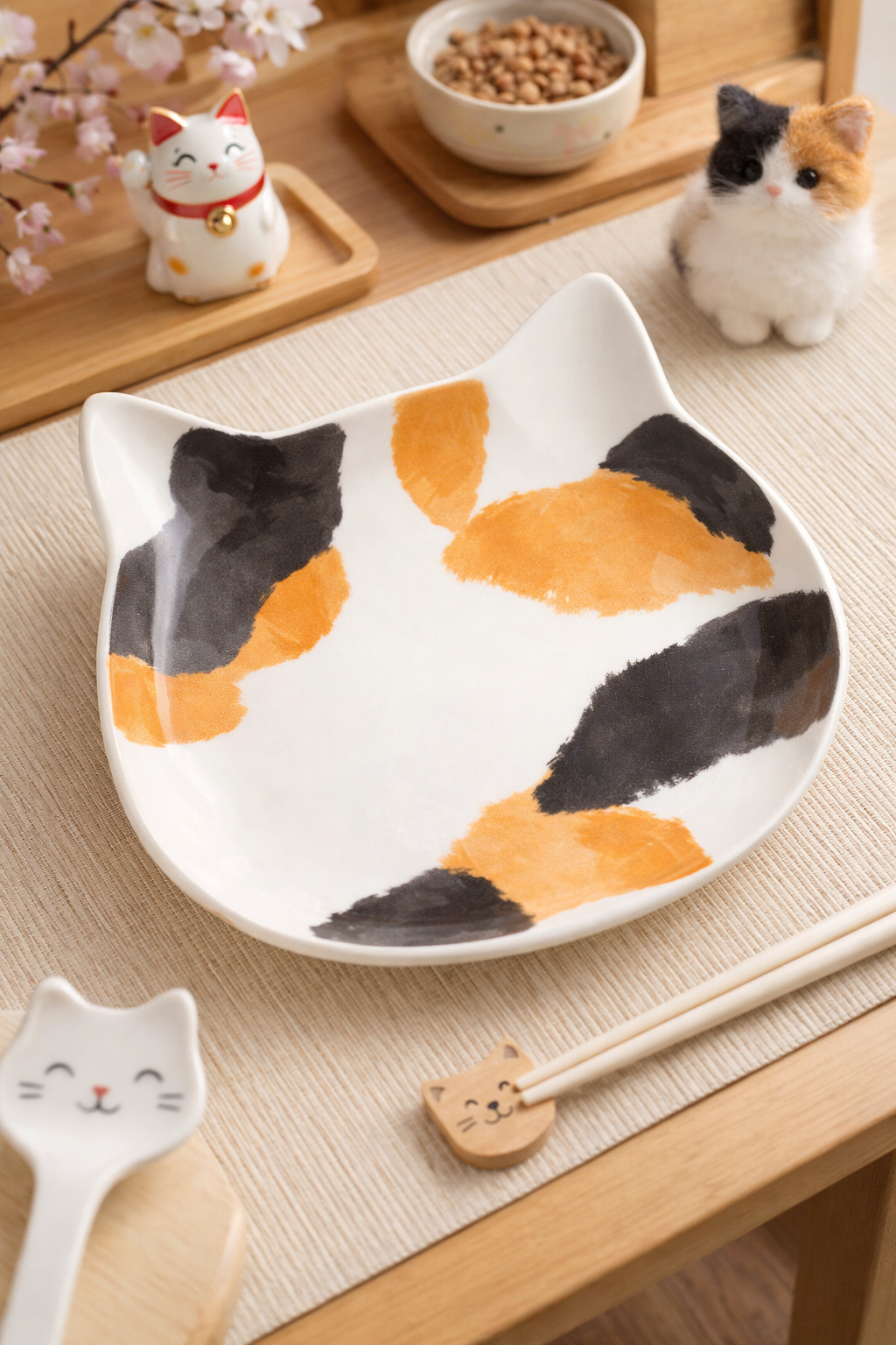 Cat Series ✧ Tri-Color Cat Ceramic Plate